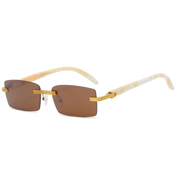 Men Sunglasses Brown Lens Square‎ Gold Frame Street Wear Light Weight Lentes New - Picture 1 of 1